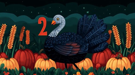 Naklejka premium Colorful Turkey Illustration for Seasonal Celebration