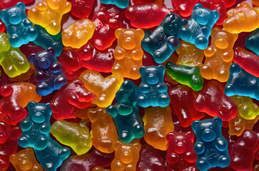 close up of colorful candies gummy bears