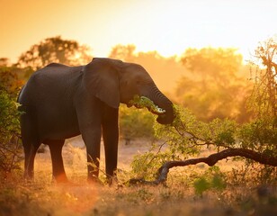 mock charging practice by an baby African Bush Elephant