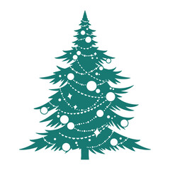 Green Christmas tree monochrome sticker