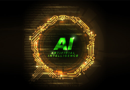 Ai artificial intelligence golden concept illustration social media banner header template