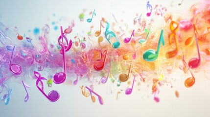 vibrant arrangement of various music notes in different colors,