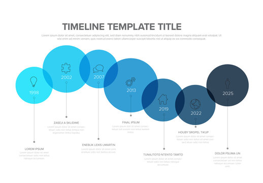 Blue color circles on the time line - multipurpose infographic timeline template