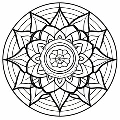 Mandala pattern Coloring book wallpaper design art. tile pattern greeting card sticker lace pattern and tattoo, yoga design. mandala illustration. on white background