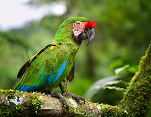 A beautiful parrot in the tropical zoo of Ubud, Bali, Indonesia.