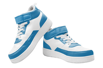 High-top sneakers png blue & white, transparent background