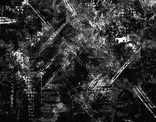 Print distress background in black and white texture with spots, scratches and lines.
