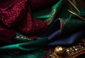 Fototapeta premium stunning macro shots showcasing vibrant fabric textures intricate details rich colors textile enthusiasts, pattern, stitching, design, art, visual