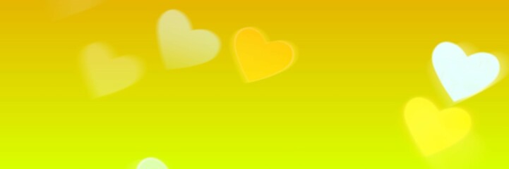 Glowing hearts on bright yellow green gradient background. Hearts wallpaper