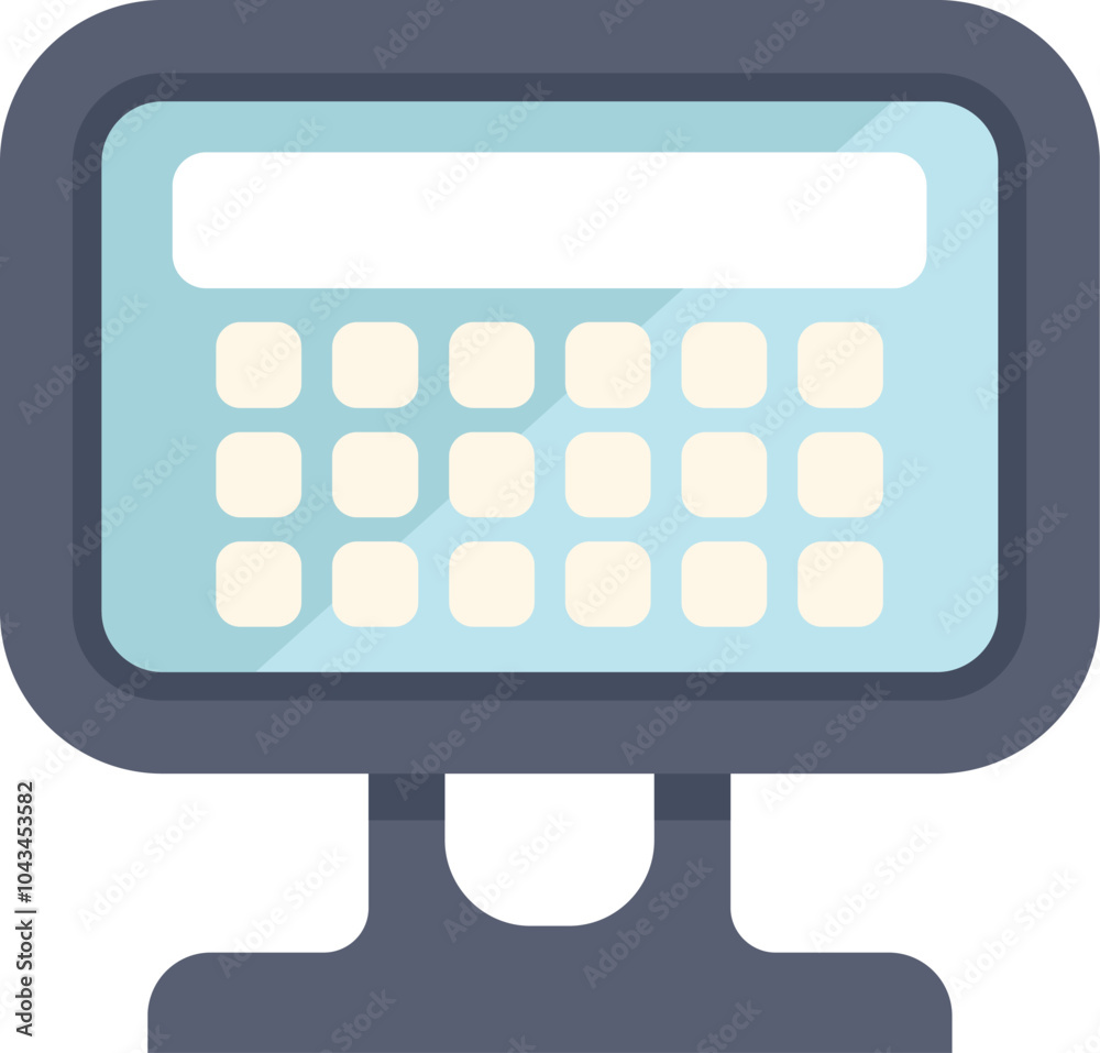 Poster calculator showing empty screen displaying calculation resulting from accounting, isolated on white 