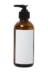 Skincare bottle png, brown pump bottle, beauty product packaging cut out design, business branding