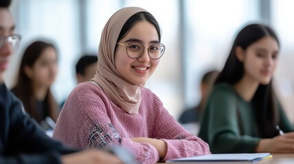 International students in a classroom sharing cultural insights and fostering global connections through collaboration.