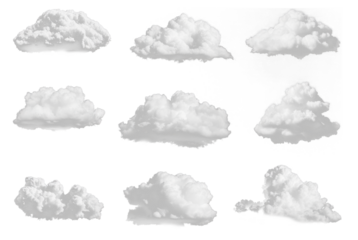 Dramatic cloud formations against a transparent background