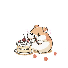 Hamster having cake