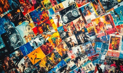 Fototapeta premium A collage of vintage posters and photos.