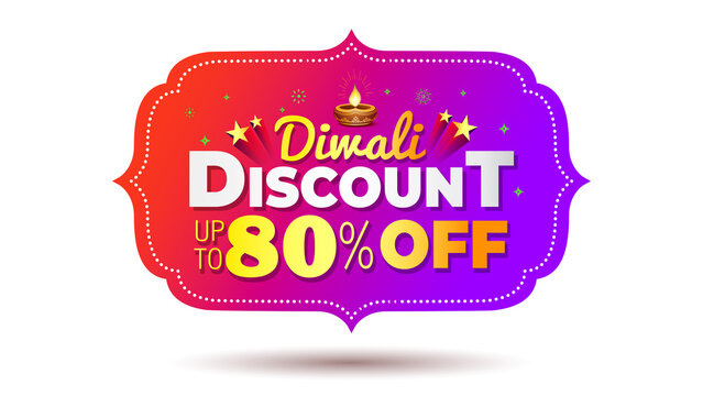 80% off, discount concept for Indian festival Diwali and Dhanteras.