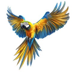 Fototapeta premium Colorful flying parrot with open wings