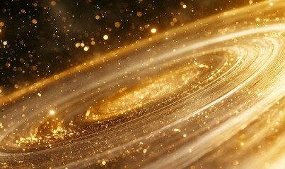 Obraz premium Golden swirling galaxy with sparkling dust.