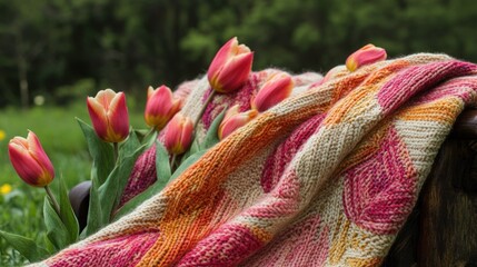 Tulips and Knit Blanket