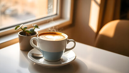 morning hot coffee with beans fresh sale promotion
