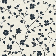 Vintage tapestry floral vine pattern on vintage beige fabric background, seamless repeating pattern, textile print style, minimal, tapestry design, seamless floral vine pattern, home decor, textiles