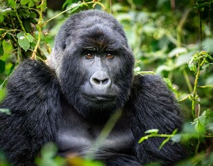 Naklejka premium Mountain gorilla in Bwindi Forest 