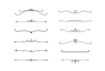 Set of Vintage decorative lines. text dividers. Line border. Lines separators, Borders, Vintage dividers, Underline elements. Vector illustration