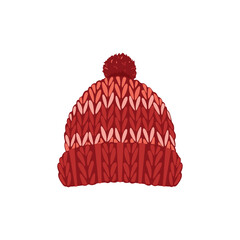 Knitted winter hat .Vector illustration isolated on a white background.