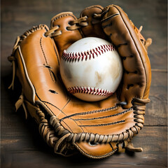 baseball glove and ball