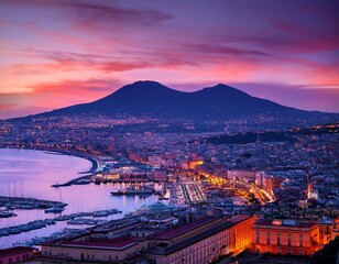 Vigo skyline and port sunset in Galicia of Spain