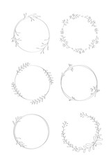 Leafy doodle sticker design element set