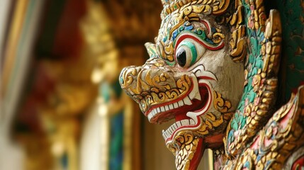 Fototapeta premium Ornate Traditional Sculpture with Vivid Colors