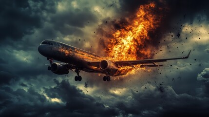 Airplane engulfed in flames mid-flight	