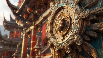 Fototapeta premium Ornate Architectural Detail of Traditional Temple