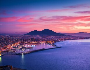 Vigo skyline and port sunset in Galicia of Spain