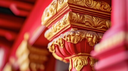 Obraz premium Ornate Red and Gold Architectural Details