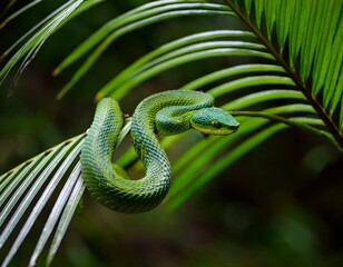 Obraz premium oriental whip snake in tropical forest
