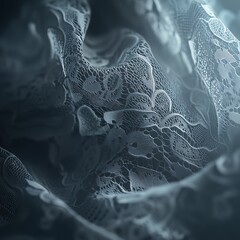 Close-up of delicate lace fabric with intricate patterns, creating an elegant and luxurious texture.