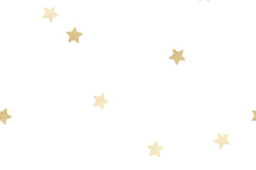 Cute golden metallic stars png pattern
