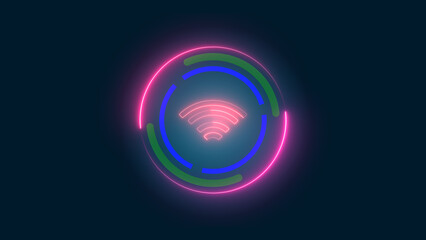 Wifi, shiny wireless icon. Isolated on black transparent background. Vector illustration, Black background.