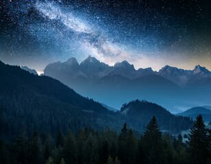 Milky way near hut Sinanitsa, Pirin mountain, Bulgaria