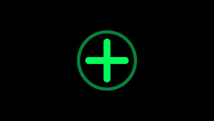 First aid icon. Red cross icon. Flat medical icon isolated. Dark background.