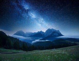 Milky way near hut Sinanitsa, Pirin mountain, Bulgaria