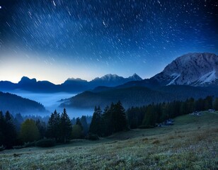 Milky way near hut Sinanitsa, Pirin mountain, Bulgaria