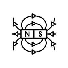 Magnetic Fields Outline Icon, Vector illustration