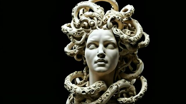 Medusa - Bernini - rotation zoom in - 3d animation model on a black background
