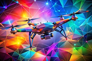 Abstract AI Quadrocopter Background with Polygon Shapes for Innovative Product Photography