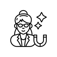 Female Physicist Outline Icon, Vector illustration