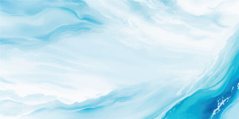 Obraz premium abstract soft blue and white abstract water color ocean wave texture background .Fluid blue ocean wave layer Tsunami wave background in flat cartoon style. Big blue tropical water splash. 