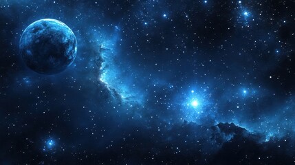 Obraz premium An atmospheric background that evokes the feeling of a deep space night, with shadows and distant stars shimmering faintly. 